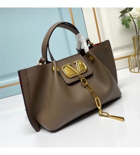 Valentino Piccolo VLogo Fuga Tote In Grana Pelle Di Vitello CaffÃ¨