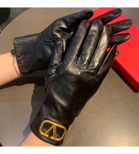 Valentino VLogo Firma Guanti Donna Pelle Di Pecora Nera/Oro