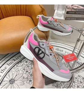 Valentino VLogo Shegoes Sneakers Unisex in Pelle e Mesh Bianco/Rosa