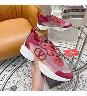 Valentino VLogo Shegoes Sneakers Unisex in Pelle e Mesh Bianco/Rosa