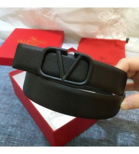 Valentino VLogo Firma Cintura 40MM Con Logo Fibbia In pelle di Vitello Nero