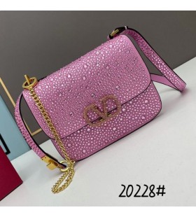 Valentino Piccolo Vsling Borsa A Tracolla Con Cristalli Scintillanti In Camoscio Rosa