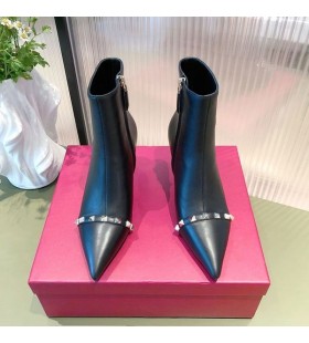 ãƒ´ã‚¡ãƒ¬ãƒ³ãƒ†ã‚£ãƒŽã®ãƒ­ãƒ¼ãƒžã®ã‚¹ã‚¿ãƒƒãƒ‰ã®è¶³é¦–Bootiesã¨åŽŸåž‹è£½ä½œãƒ’ãƒ¼ãƒ«ã®å¥³æ€§Calfskinãƒ–ãƒ©ãƒƒã‚¯/ã‚·ãƒ«ãƒãƒ¼