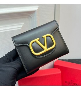 Valentinoå°Alltime Trifoldè²¡å¸ƒCalfskiné»’