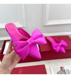 ヴァレンティノVLogo弓Mule女性絹紫