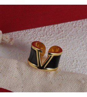 Valentino VLogo Signatur Ring I Metall Med Svart Emalje