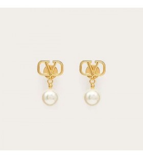 Valentino Mini VLogo Signatur Anheng Øredobber I Metall Med Perler Gull