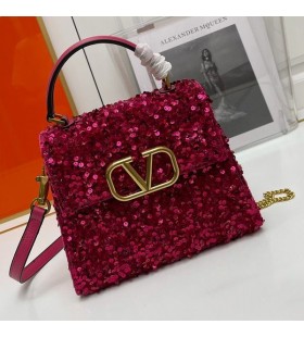 Valentino SmÃ¥ Vsling Veske Med 3D-Broderi I Kalveskinn Rose