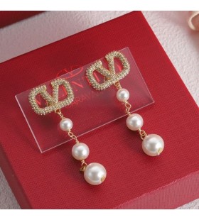 Valentino Store VLogo Signatur Anheng Øredobber I Metall Med Krystaller og Multi Perler Gull