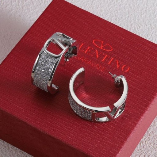 Oryginalne Kolczyki Valentino Large VLogo Z Metalu Z Kryształami Swarovski W Kolorze Srebrnym