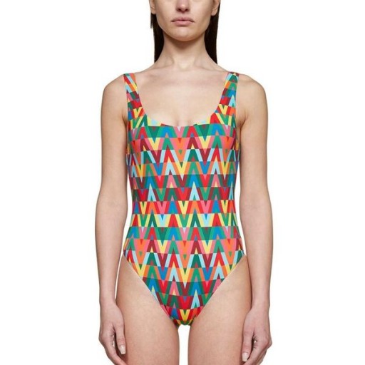 Damski strój kąpielowy Valentino V-neck z Kolorowych Optycznej Lycry