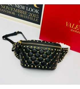 Saszetka torba Valentino Small Rockstud Spike Z Owczej skÃ³ry Czarne/w kolorze zÅ‚otym