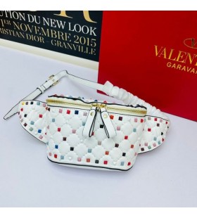 Saszetka torba Valentino Small Rockstud Spike Z biaÅ‚ej Owczej skÃ³ry