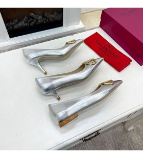 Valentino VLogo SemnÄƒtura Pompe Cu Cristale De Femei Din Piele De ViÈ›el De Argint