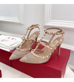 Valentino Rockstud Pompe De Femei Ochiurilor De Plasă Cu Cristale Si Curele De Caise