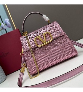 Valentino Mici Vsling Geantă De Mână În Țesute Din Piele De Vițel Violet