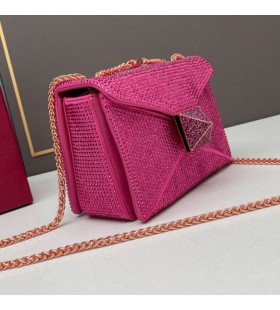 Valentino Mic Stud Geanta Crossbody Cu Lant si Cristale StrÄƒlucitoare ÃŽn piele de CÄƒprioarÄƒ Rose