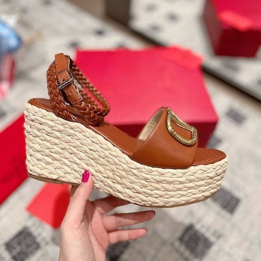 Ovocné VLogo Podpis Kliny S Členok Popruh Ženy Teľacie Kože, Hnedá