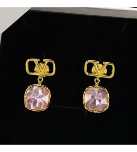 Ovocné VLogo Podpis Prívesok Náušnice V Kovov So Swarovski Kryštálu, Zlata/Fialová