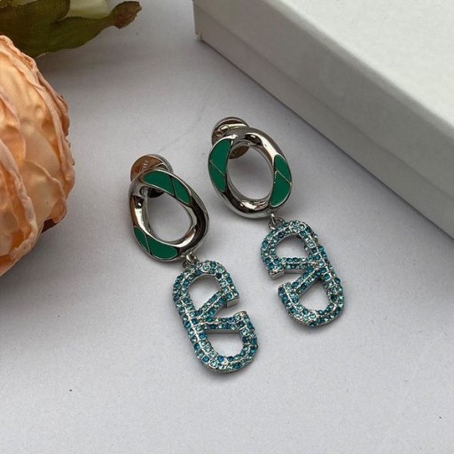 발렌티노 VLogo 서명 펜던트는 귀걸이에 금속으로 결정을 은/그린