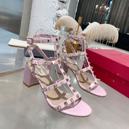 Ženske Sandale Valentino Rockstud S Remenom Na щиколотке Od Teleće Kože Ružičaste Boje