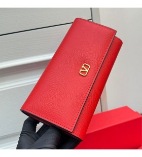 Valentino Stora VLogo Signatur Bifold Plånbok I Kornig Kalvskinn Röd