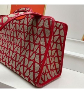 Valentino Stora La Troisieme Shopping Väska I Toile Iconographe Tyg Röd