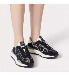 Valentino Lacerunner Sneakers Med VLogo Unisex Spets och Mesh Svart