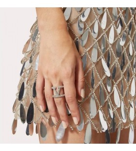 Valentino VLogo Signatur Ã–ppen Ring I Metall Med Swarovski-Kristaller Och Silver