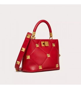 Valentino SmÃ¥ Romerska Stud HandvÃ¤ska I Nappa LÃ¤der RÃ¶d