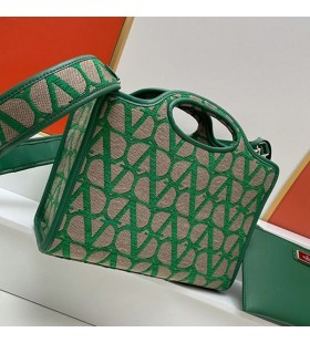 Valentino SmÃ¥ La Troisieme Shopping VÃ¤ska I Toile Iconographe Tyg GrÃ¶n