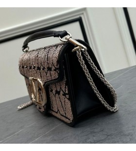 Valentino Stora Loco Axelväska Med Jewel Broderier I Toile Iconographe Tyg I Svart/Silver