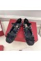 Valentino Rockstud Balerin Daireler Kadın Örgü Kristaller Ve Eşleşen Çıtçıt Siyah