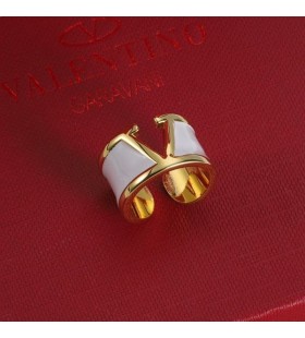 Emaye Beyaz Metal Valentino VLogo İmza Yüzük