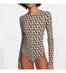 Valentino Bodysuit KadÄ±n Toile Iconographe LikralÄ± Bej