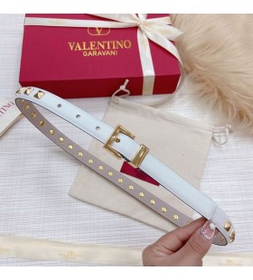 Dana Derisi Beyaz Pin TokalÄ± Valentino Rockstud Kemer 20MM