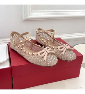 Valentino Rockstud Balerin Daireler KadÄ±n Ã–rgÃ¼ Kristaller Ve EÅŸleÅŸen Ã‡Ä±tÃ§Ä±t KayÄ±sÄ±