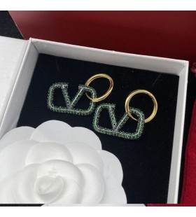 Valentino KÃ¼Ã§Ã¼k VLogo Ä°mza Pin KÃ¼pe Metal Kristaller Ä°le AltÄ±n / YeÅŸil