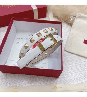 Dana Derisi Beyaz Pin TokalÄ± Valentino Rockstud Kemer 20MM