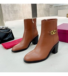 Valentino VLogo Signature Yarım çizmeler 70MM Kadın Dana Derisi Kahverengi