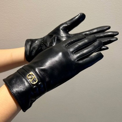 Valentino VLogo Firma Guantes Con Dos Correas De Las Mujeres De Piel De Oveja Negro