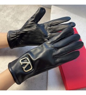 Valentino VLogo Firma Guantes De Mujer De Piel De Oveja Negro