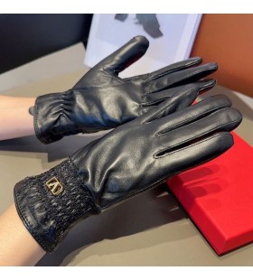 Valentino Guantes de Mujer de piel de Oveja Con Cordones y Cristal VLogo Negro