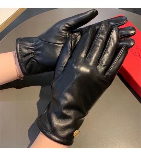 Valentino Guantes De Mujer De Piel De Oveja Con VLogo Negro