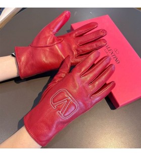 Valentino VLogo Relieve Guantes De Mujer De Piel De Oveja Roja
