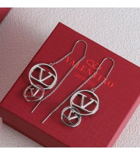 فالنتينو صغيرة VLogo التوقيع تتدلى أقراط معدن الفضة