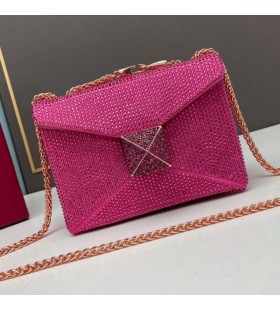Valentino MalÃ½ Stud Crossbody TaÅ¡ka S Å˜etÄ›zce a Å umivÃ© Krystaly V SemiÅ¡ovÃ© RÅ¯Å¾ovÃ©