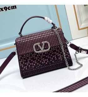 Valentino Mini Vsling Kabelka S TÅ™pytivÃ½mi Krystaly V TelecÃ­ KÅ¯Å¾e FialovÃ¡/ÄŒernÃ¡