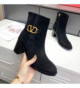 Valentino VLogo Podpis Kotníkové Boty 65MM Ženy Semiš Černá