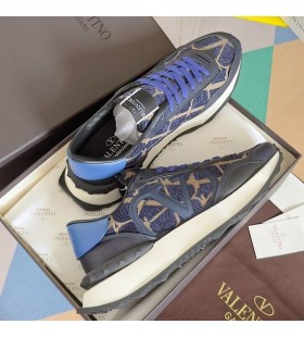 Valentino Lacerunner Sneakers Med VLogo Mænd Toile Iconographe Stof Blå